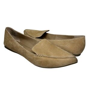 Steve Madden Feather Leather Suede Camel Slip on And Go Loafer Flats 8M